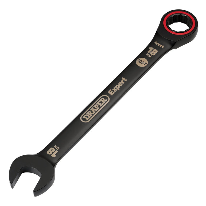 Draper Expert HI-TORQ® Metric Ratchet Combination Spanner, , Black 8-19mm
