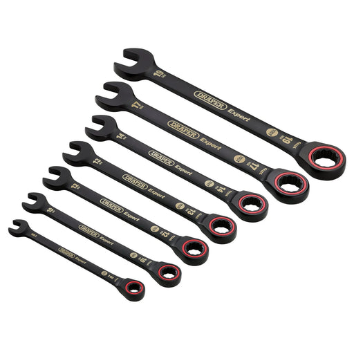 Draper Expert HI-TORQ® Metric Ratchet Combination Spanner Set, Black (7 Piece) - image 1