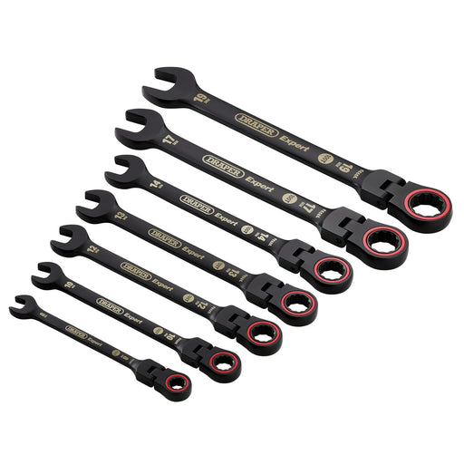 Draper Expert HI-TORQ® Metric Flexible Head Ratchet Combination Spanner Set (7 - image 1
