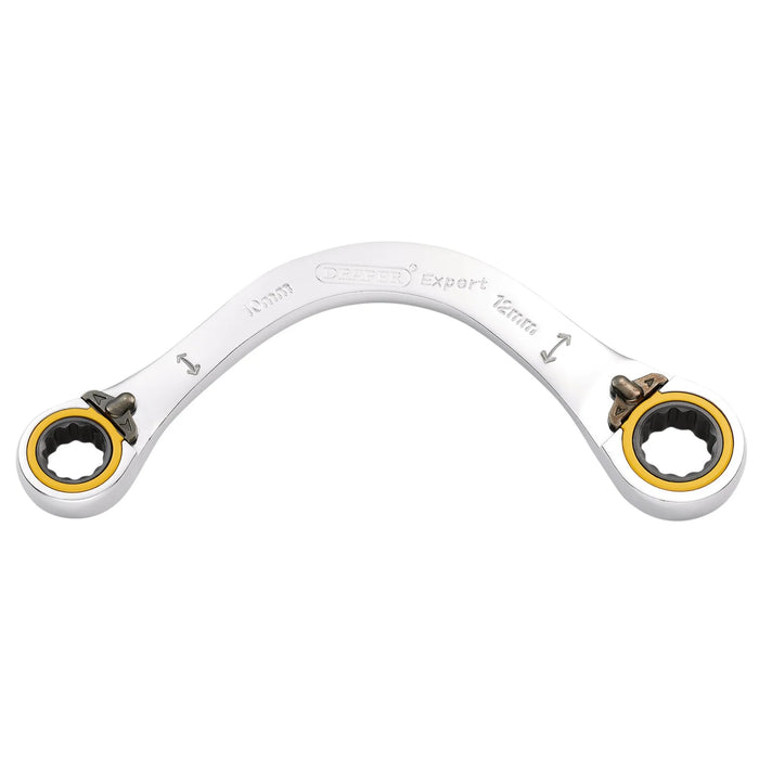 Draper Expert HI-TORQ® Double Ring Ratchet Half Moon Spanner, 10 x 12mm