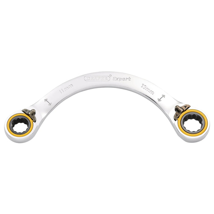 Draper Expert HI-TORQ® Double Ring Ratchet Half Moon Spanner, 11 x 13mm