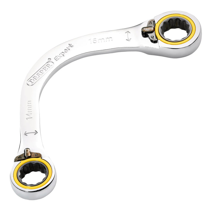 Draper Expert HI-TORQ® Double Ring Ratchet Half Moon Spanner, 14 x 16mm