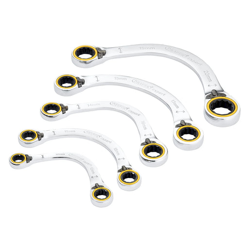Draper Expert HI-TORQ® Double Ring Reversible Ratchet Half Moon Spanner Set (5 - image 1