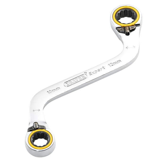 Draper Expert HI-TORQ® Double Ring Ratchet S-Shape Spanner, 10 x 12mm - 8243RMM