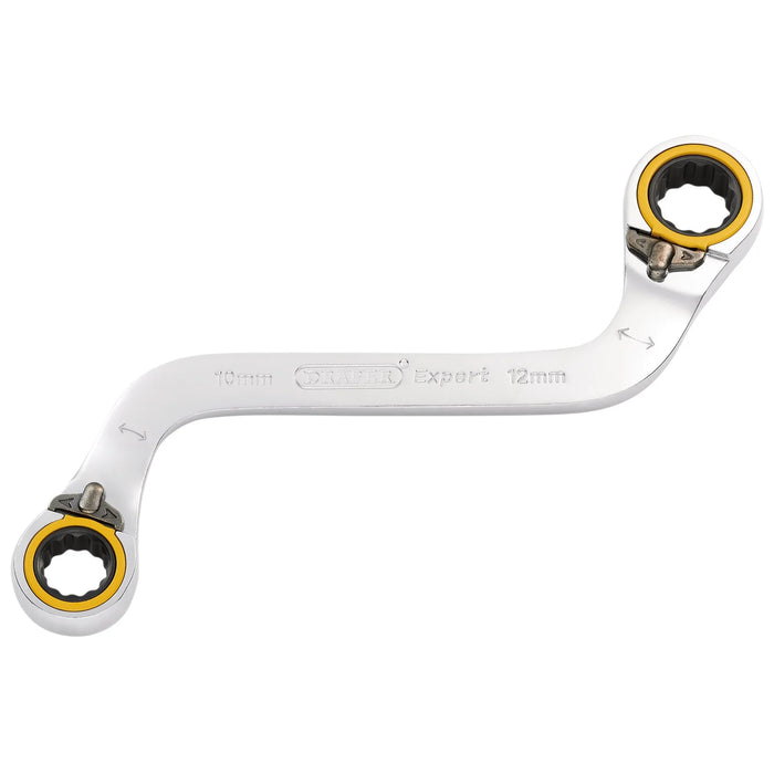 Draper Expert HI-TORQ® Double Ring Ratchet S-Shape Spanner, 10 x 12mm - 8243RMM