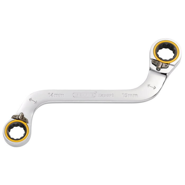 Draper Expert HI-TORQ® Double Ring Ratchet S-Shape Spanner, 14 x 16mm - 8243RMM