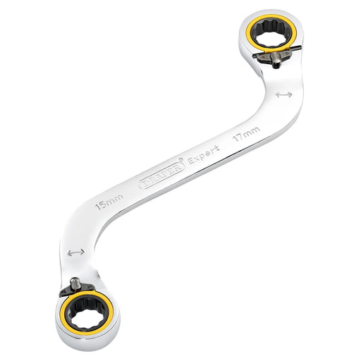 Draper Expert HI-TORQ® Double Ring Ratchet S-Shape Spanner, 15 x 17mm - 8243RMM - image 1