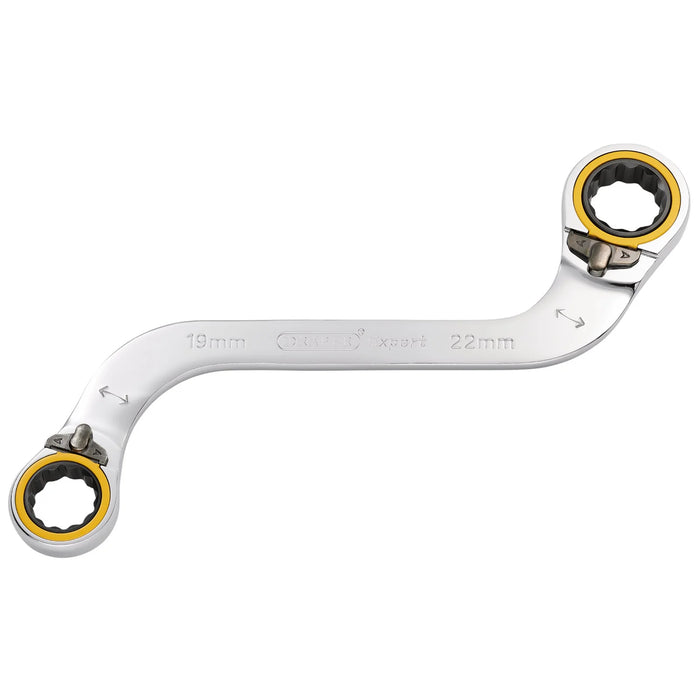 Draper Expert HI-TORQ® Double Ring Ratchet S-Shape Spanner, 19 x 22mm - 8243RMM