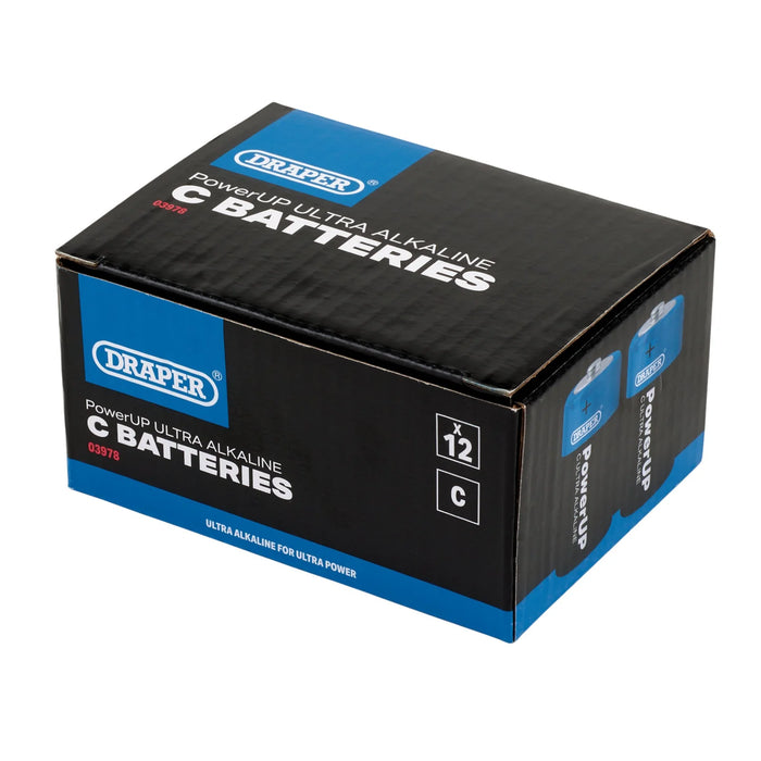 Draper PowerUP Ultra Alkaline C Batteries (Pack of 12) - BATT/C/12