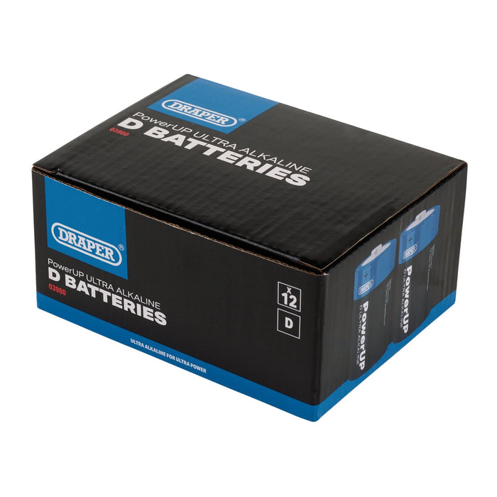 Draper PowerUP Ultra Alkaline D Batteries (Pack of 12) - BATT/D/12