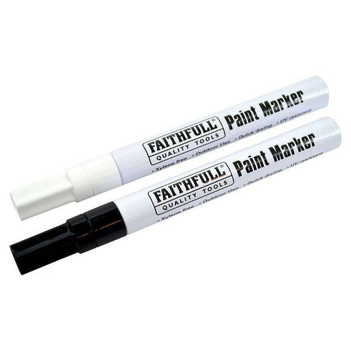 Faithfull Paint Marker Pen Black & White (Pack 2) Faithfull - Town Tools