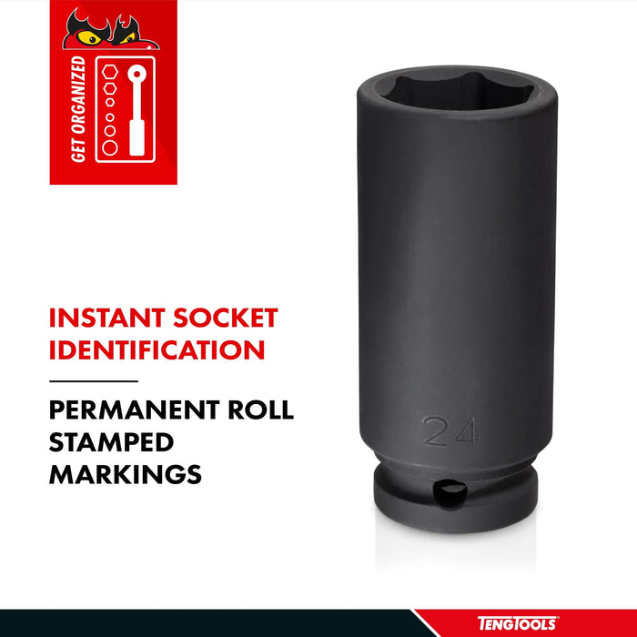 Teng Tools 3/8" Deep Impact Socket ANSI Metric 16mm Teng Tools - Town Tools 