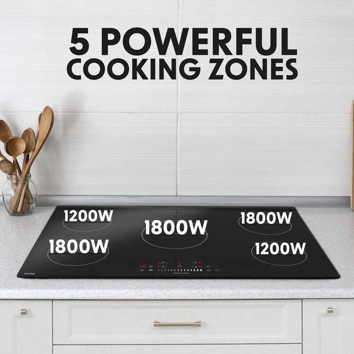 Baridi Integrated Induction Hob with 5 Cooking Zones 90cm 9300W Output