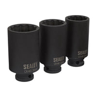 Sealey Impact Hub Nut Socket Set 3pc 12-Point 1/2"Sq Drive SX051