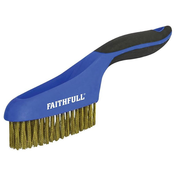 Faithfull Scratch Brush Soft Grip 4 x 16 Row Brass Faithfull - Town Tools