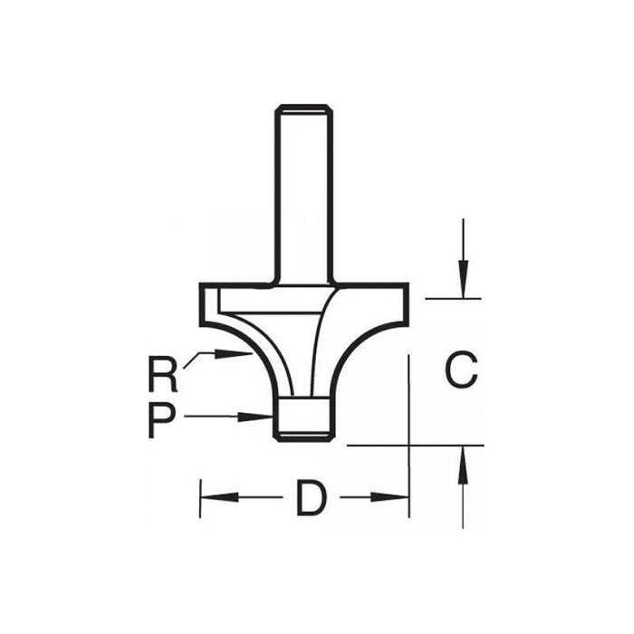 Trend 7E/2 x 1/4 TCT Pin Guided Round Over 6.3mm Radius Trend - Town Tools