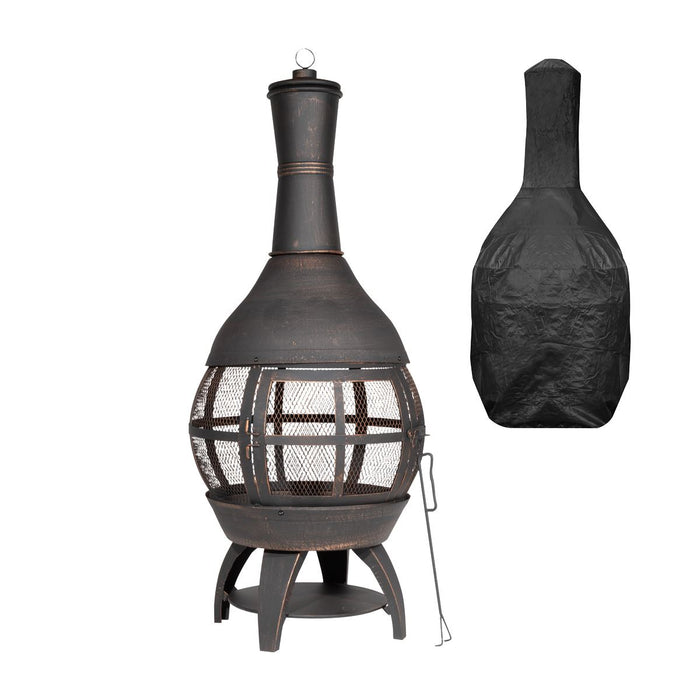 Dellonda Deluxe 360 Chiminea/Fire Pit/Outdoor Heater with Fire Poker