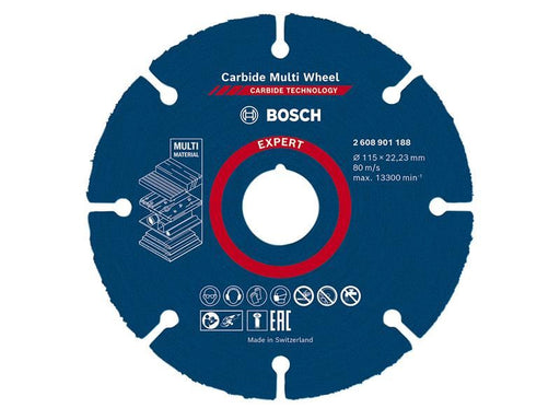 Bosch Powertool Accessories EXPERT Carbide Multi Wheel Cutting Disc 115 x 22.23mm Bosch Powertool Accessories - Town Tools