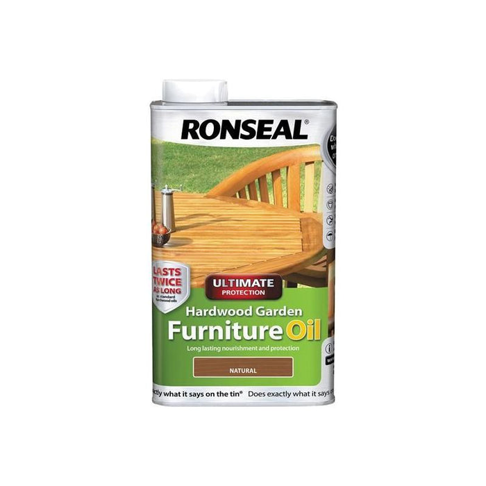 Ronseal Ultimate Protection Hardwood Garden Furniture Oil Natural 1 litre Ronseal - Town Tools