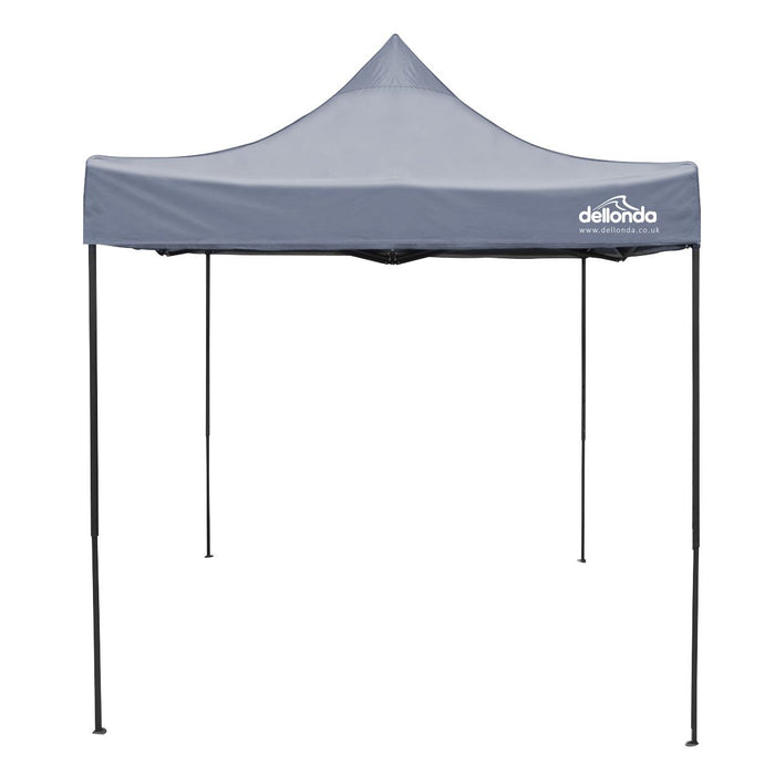 Dellonda 2x2m Pop-Up Gazebo Heavy Duty  Carry Bag Rope Stakes & Weight Grey