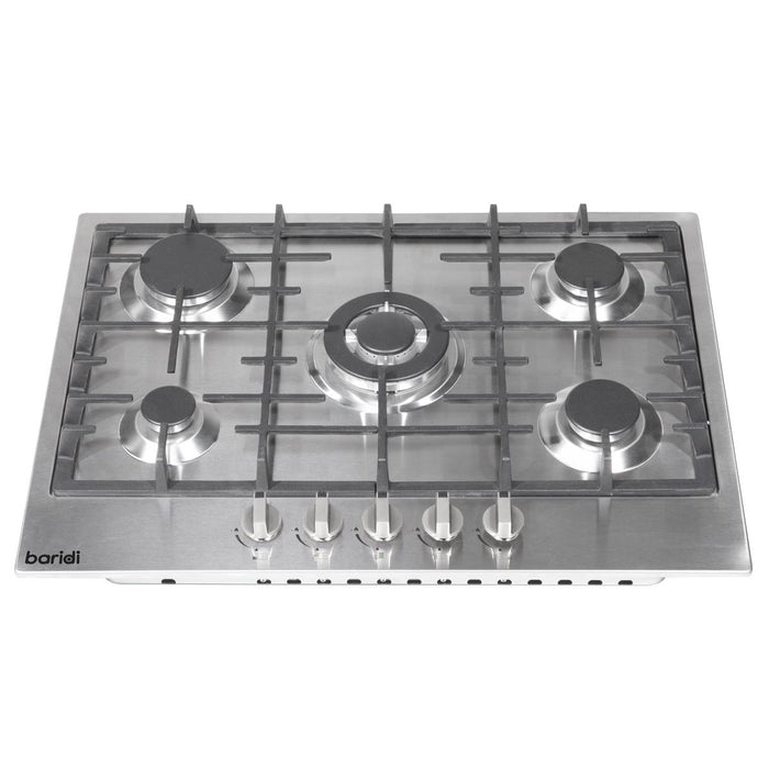 Baridi Gas Hob with 5 Cooking Zones 70cm - Stainless Steel DH227 Baridi - Town Tools 