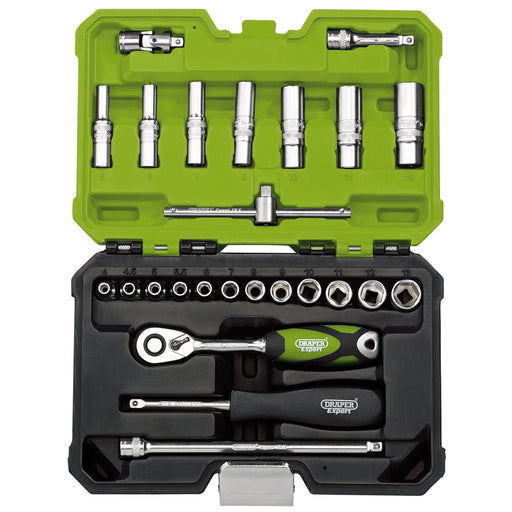 Draper Expert Metric Socket Set, 1/4" Sq. Dr., Green (25 Piece) - B25MN/SG/GREEN