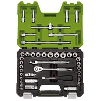 Draper Expert MM/AF Combined Socket Set, Sq. Dr., Green (41 Piece) 1-3