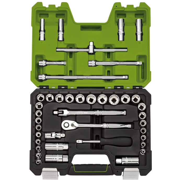 Draper Expert MM/AF Combined Socket Set, Sq. Dr., Green (41 Piece) 1-3