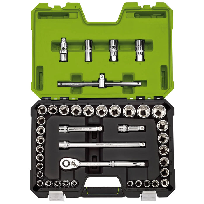 Draper Expert MM/AF Combined Socket Set, Sq. Dr., Green (41 Piece) 1-3
