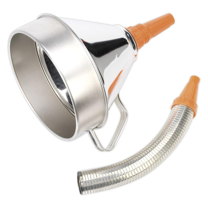 Sealey Funnel Metal with Flexible Spout & Filter200mm FM20F Sealey - Town Tools 