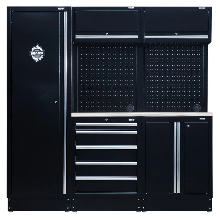 BUNKER 11 Piece Modular Storage Combo with Stainless Steel Worktop, 1960mm