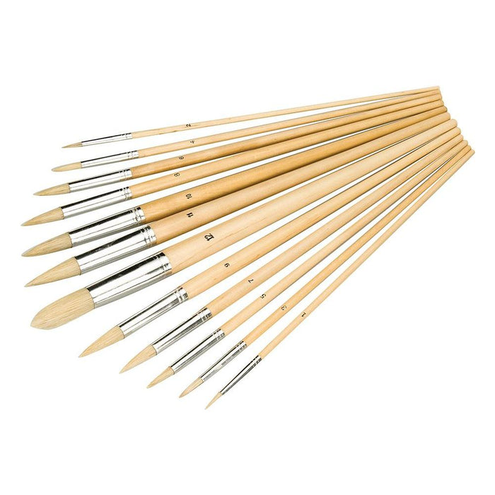 Silverline Artists Paint Brush Set 12pce Pointed Tips