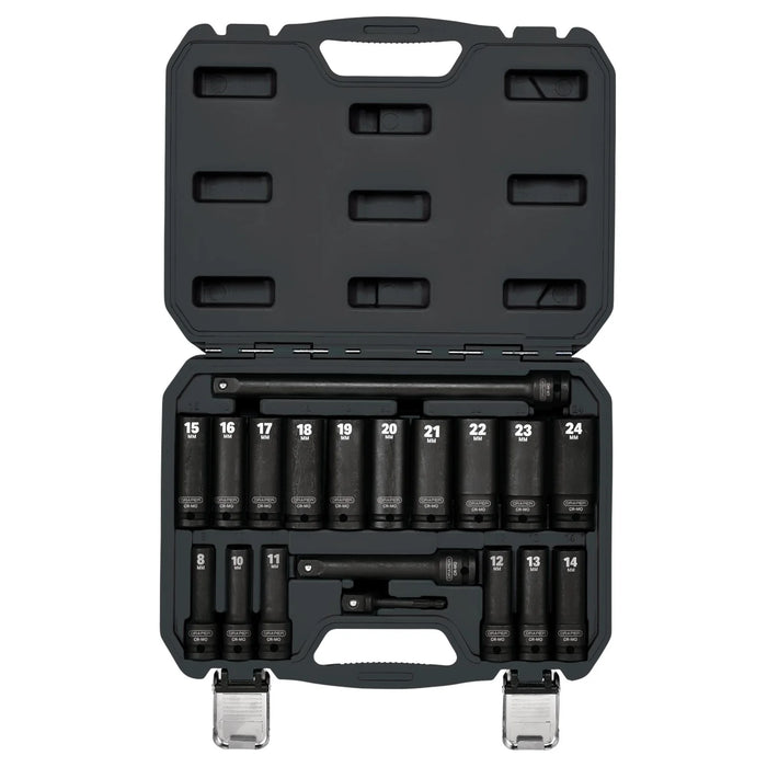 Draper HI-TORQ® Metric Deep Impact Socket Set, 1/2" Sq. Dr. (19 Piece)