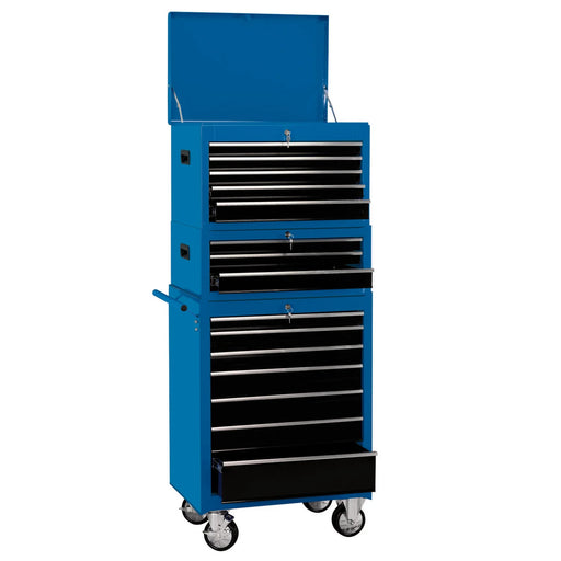 Draper Expert Combination Roller Cabinet and Tool Chest, 15 Drawer, 26", Blue - image 1