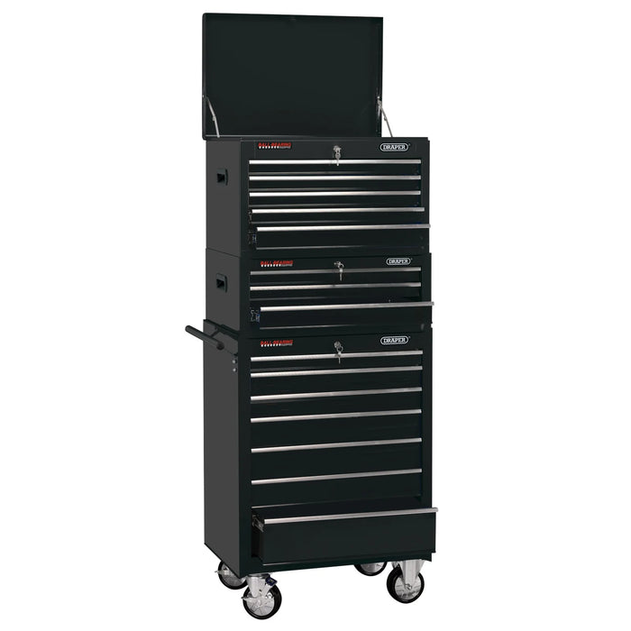 Draper Combined Roller Cabinet and Tool Chest, 15 Drawer, 26", Black - DTKCTCB