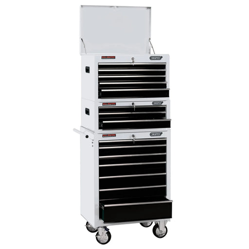Draper Expert Combined Roller Cabinet and Tool Chest, 15 Drawer, 26", White - image 1