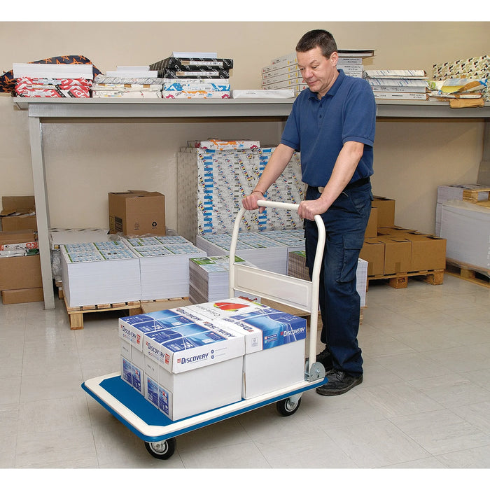 Draper Platform Trolley with Folding Handle, 900 x 600 x 850mm, 300kg - FRT300