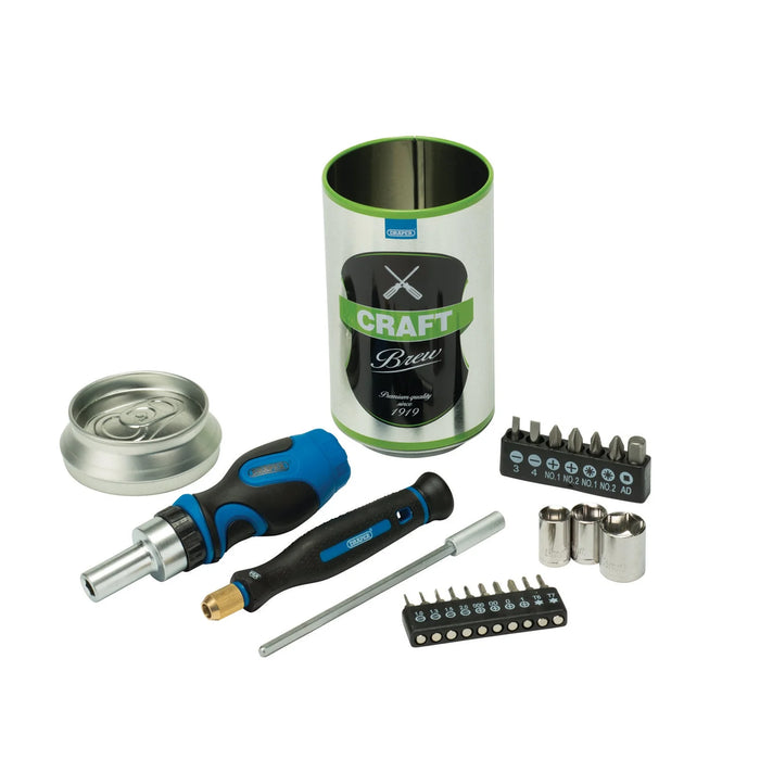 Draper Stubby Ratchet Screwdriver and Bit Set, Special Edition - Craft Brew (23