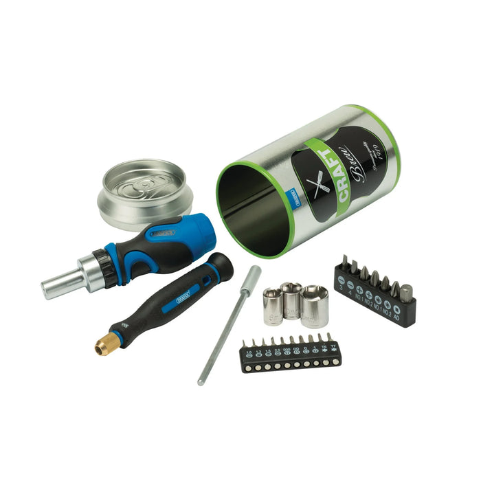 Draper Stubby Ratchet Screwdriver and Bit Set, Special Edition - Craft Brew (23