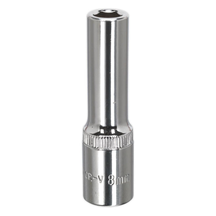 Sealey WallDrive Socket 8mm Deep 3/8"Sq Drive Fully Polished SP3808D Sealey - Town Tools 