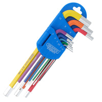Draper Expert Metric Long Arm Hex Key Set, Colour Coded (9 Piece) - LCHKS/9