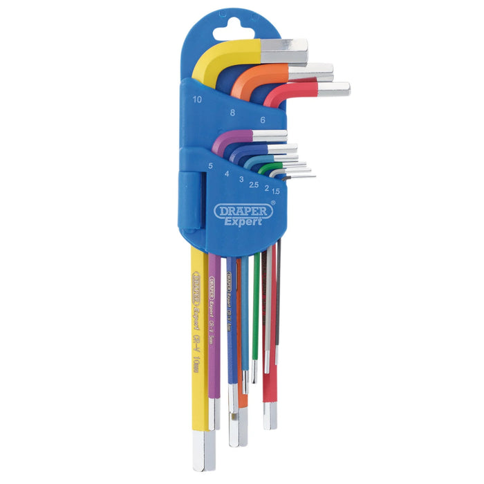 Draper Expert Metric Long Arm Hex Key Set, Colour Coded (9 Piece) - LCHKS/9