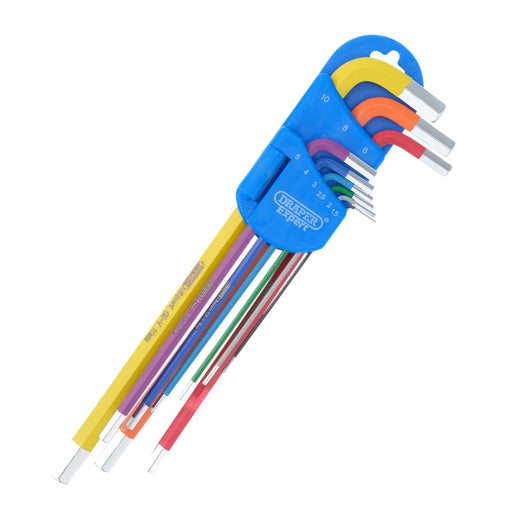 Draper Expert Metric Extra-Long Arm Hex Key Set, Colour Coded (9 Piece) - image 1