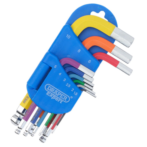 Draper Expert Metric Short Arm Ball End Hex Key Set, Colour Coded (9 Piece) - image 1