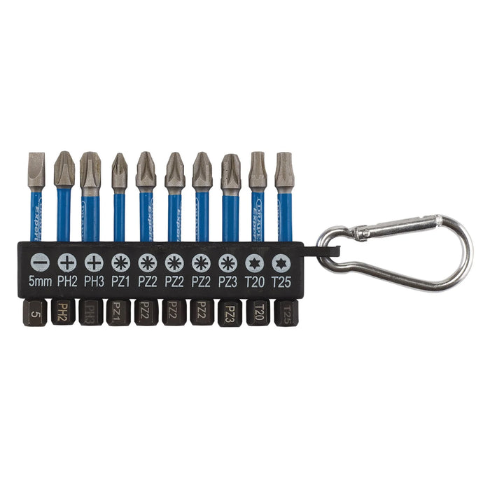 Draper Expert Impact Screwdriver Bit Set, 50mm, 1/4" Hex (10 Piece) - IMBH10