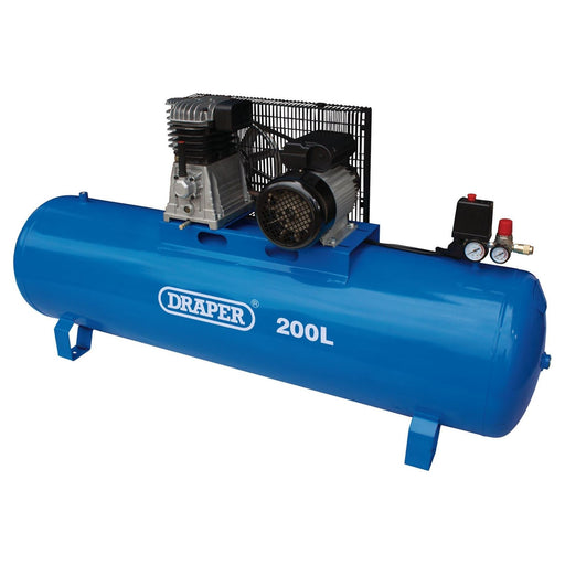 Draper Stationary Belt-Driven Air Compressor, 200L, 2.2kW 55313 Draper - Town Tools 