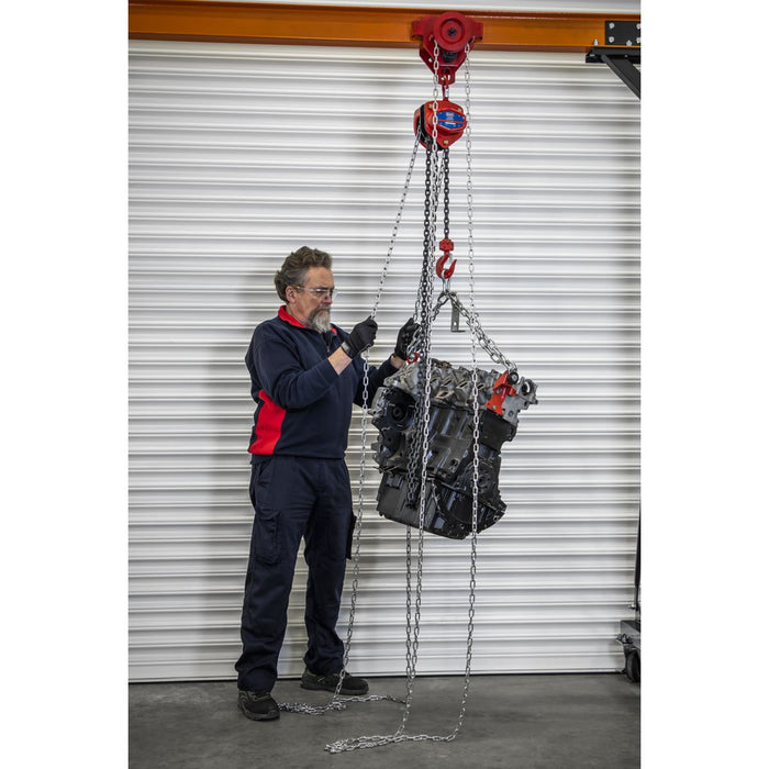 Sealey Portable Adjustable Gantry Crane with Geared Trolley Combo 1 Tonne Sealey - Town Tools 