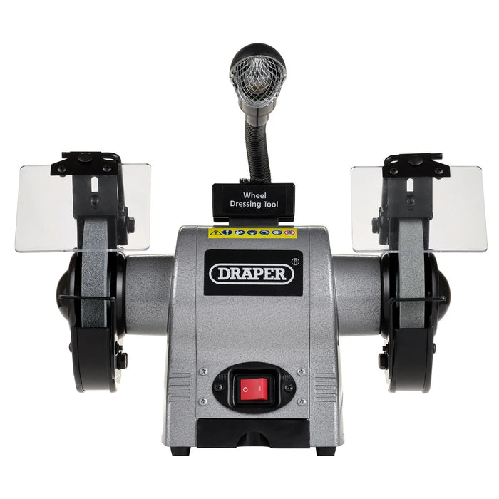 Draper Bench Grinder with Work light, 150mm, 370W - GD625L