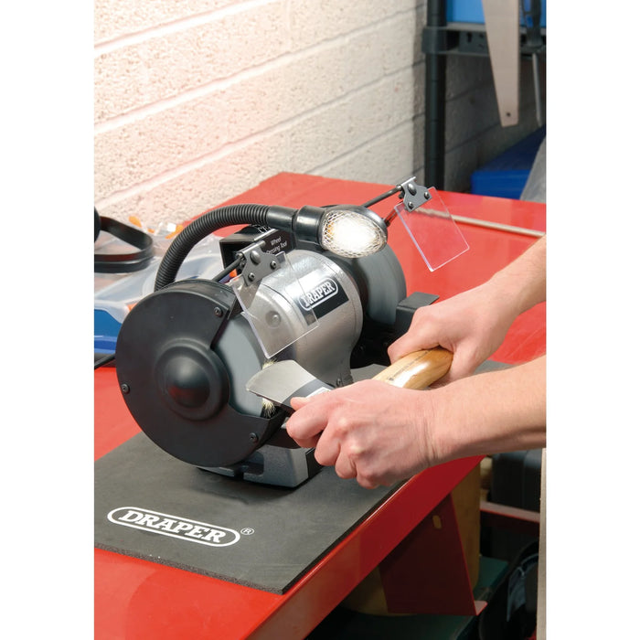 Draper Bench Grinder with Work light, 150mm, 370W - GD625L