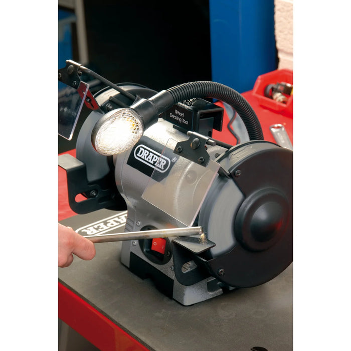 Draper Bench Grinder with Work light, 150mm, 370W - GD625L